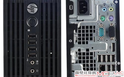 前四后六的USB 2.0接口、DVI+DP接口、内部双PCI-E x16显卡插槽(其中一个带宽为PCI-E x4)以及可以选配的USB 3.0扩展卡(PCI-E x1)，确保了惠普Z210 SFF的扩展性。